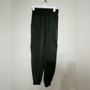 Abercrombie YPB High Waisted Nylon Dark Green Cargo Joggers